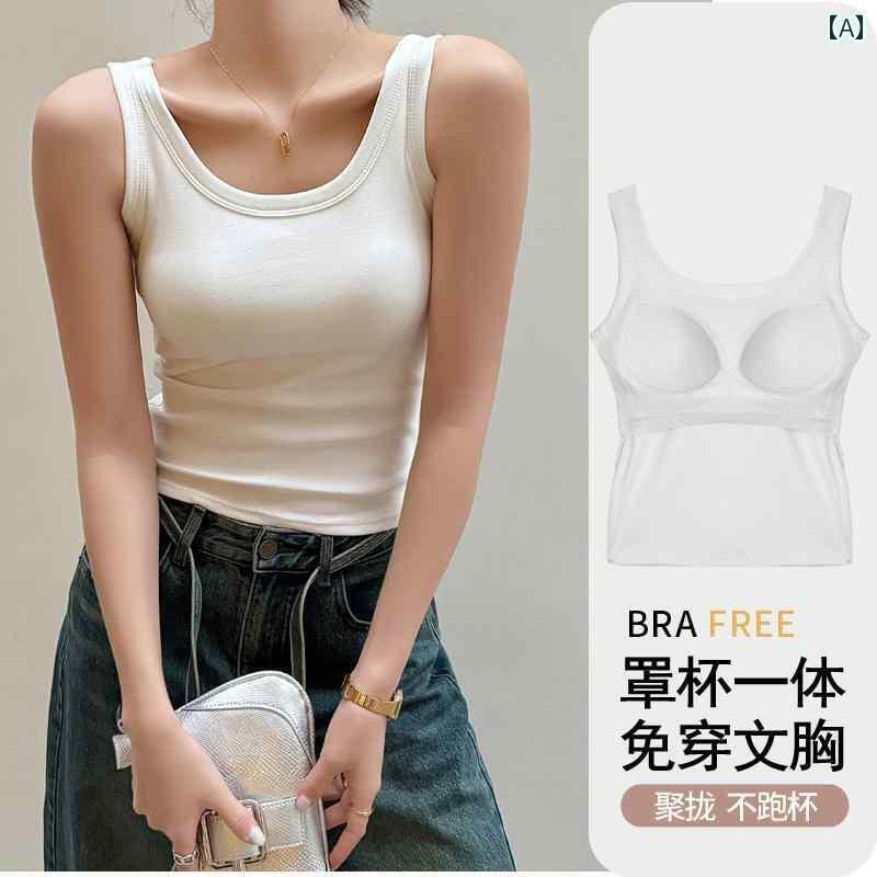 タンクトップ　レディース　ノースリーブ I 字型 キャミソール ベスト 女性用 2025夏 ホワイト スレッ..