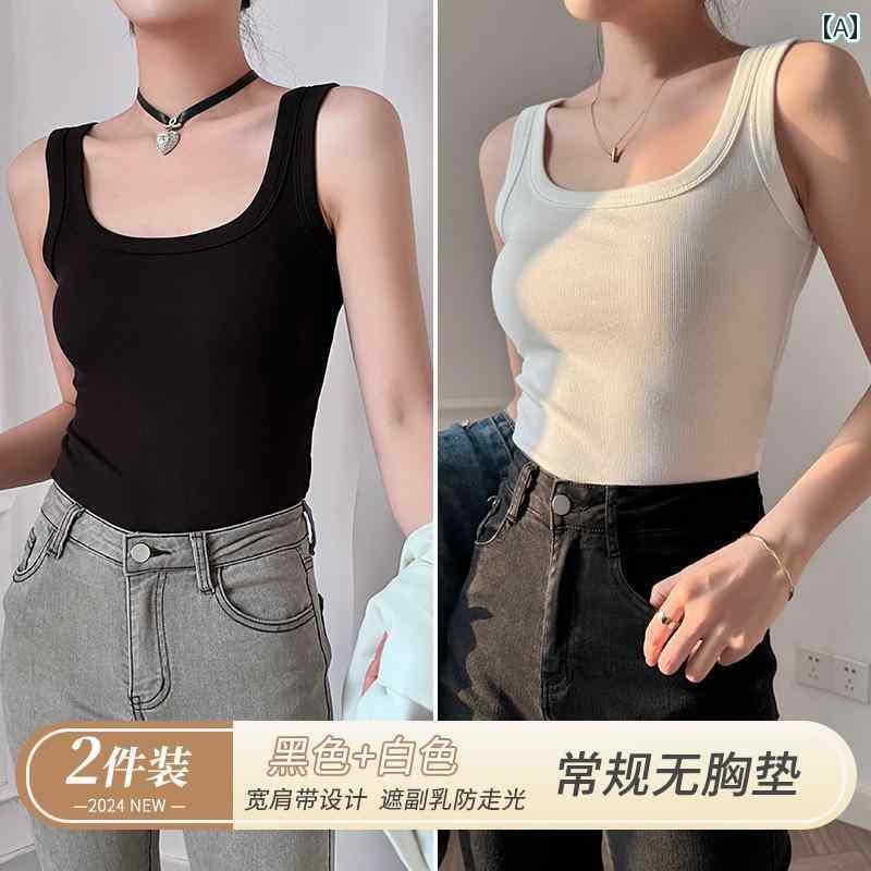 タンクトップ　レディース　ノースリーブ レディースボトム ベスト インナーウェア 2025 スクエアネッ..