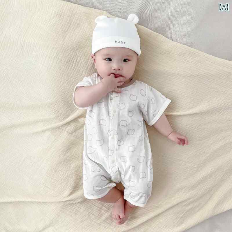 ベビー　服　赤ちゃん ベビー 夏用 ワンジー コットン 半袖 ロンパース 男の子と 女の子 薄手の ハイハ..