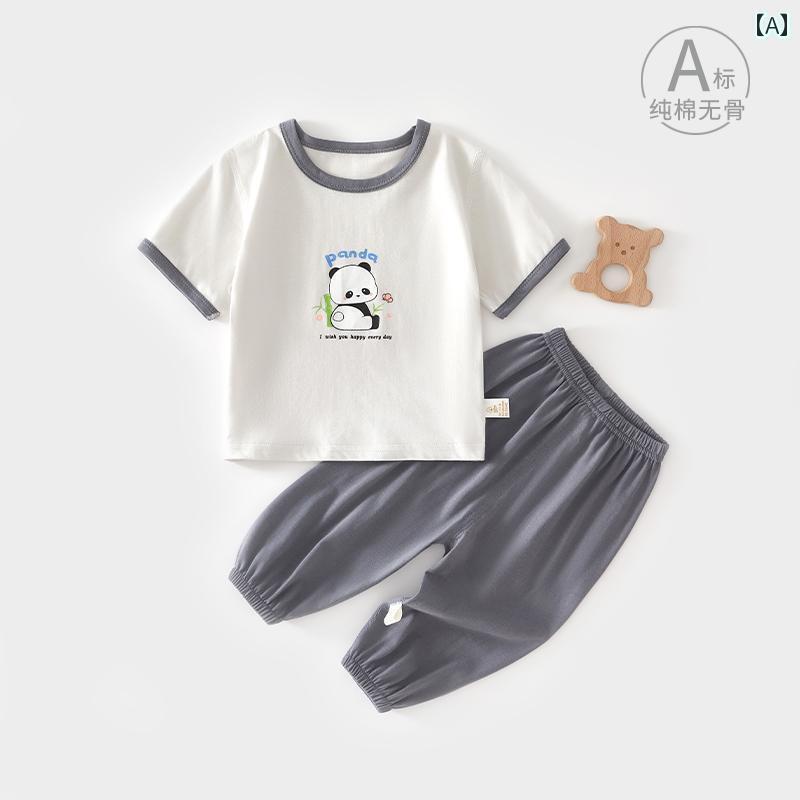 ベビー　服　赤ちゃん ベビー 服 夏 薄手 スーツ 半袖 Tシャツ 防蚊 パンツ スプリット ツーピース 6月..