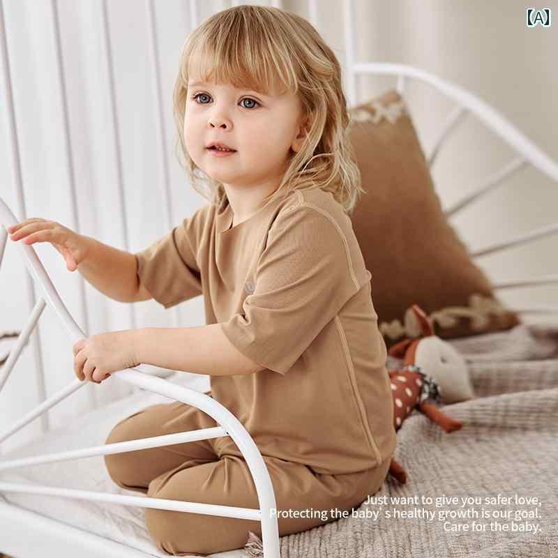 赤ちゃん　パジャマ　ベビー服 Youying ベビー 子供服 セット 新型 Youkesi 半袖 九分丈 パンツ 夏 薄手 下着