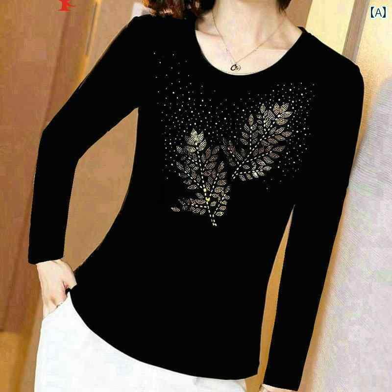 レディース　コート　ジャケット 高級 長袖 レディース Tシャツ トップス ホット ラインストーン 付き ..