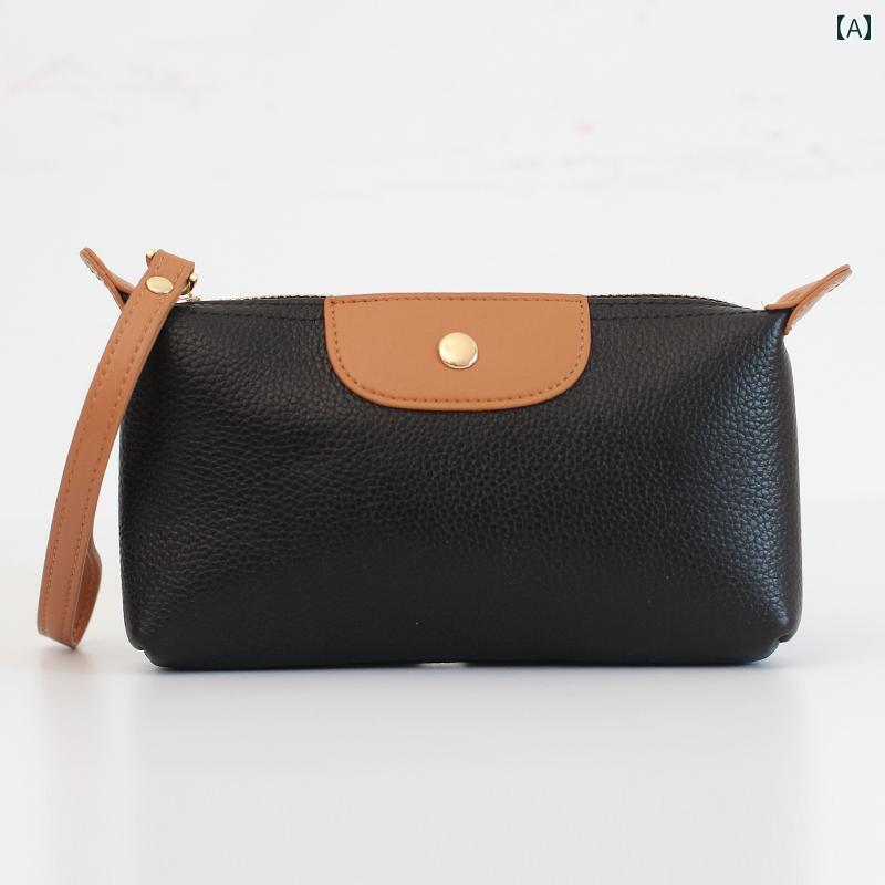 ハンドバッグ レディース 女性用 本 革 クラッチバッグ、 携帯 電話 収納 可能、 牛 革 リスト ストラップ、 ソフトレザー ジッパー、長 財布、 女性用 化粧 ポーチ