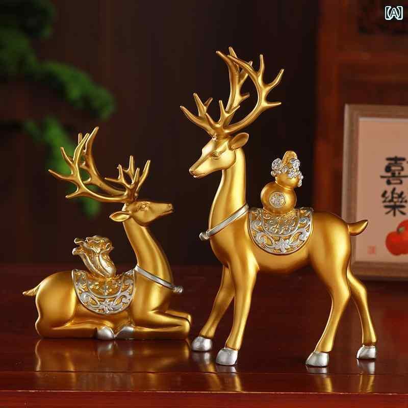 おもちゃ　動物　かわいい リビング ルームの テレビキャビネット ワイン キャビネット ポーチ用の 幸運の 鹿の 飾り。 新築 祝い 新居への 贈り物に 最適な 中国 装飾品。