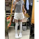 レディース フィットネス レギンス アメリカン aライン ホワイト ショート パンツ スポーツ 綿 レディース 夏服 ワイド レッグ ホット ローウエスト スリ...