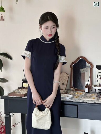 ドレス チャイナ レディース レトロ 中華 風の 青い チャイナ ドレスの 高級 新型 チャイナ風 女の子 ドレス 2025 日常 着 夏 ドレス チャイナ レディース レトロ 中華 風の 青い チャイナ ドレスの 高級 新型 チャイナ風 女の子 ドレス 2025 日常 着 夏