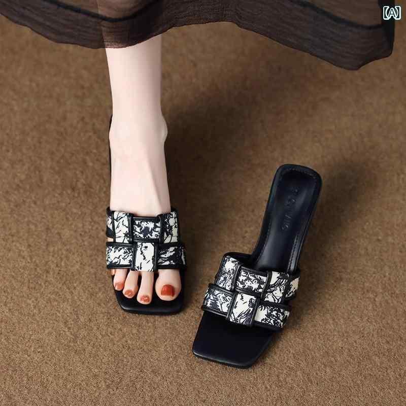 レディース　サンダル　スリッパ ヤヤ ウェッジ ヒール レトロ ハーフ スリッパ 女性用 アウトドア シューズと して 履く 2025夏小 フレグランス スタイル おしゃれ 高級 サンダル