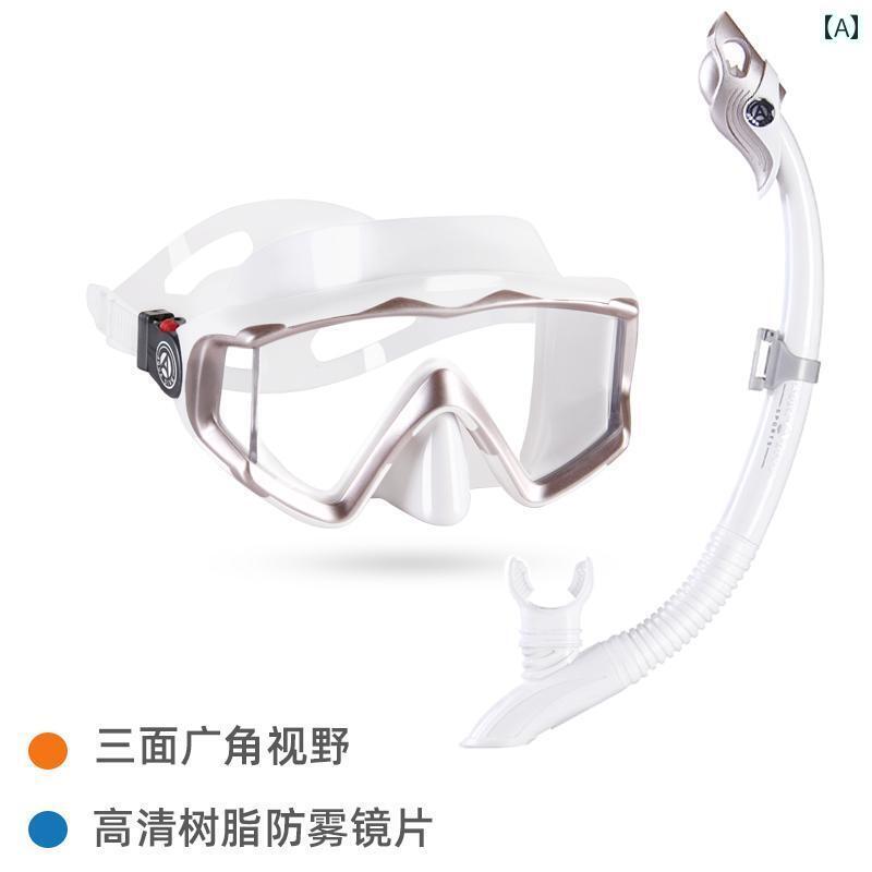 シュノーケリング ゴーグル マリン AquaDive ダイビング ゴーグル 大人用 近視 マスク フル ドライ 広 視野 曇り 止め ディープ シュノーケリング 三 宝 装備