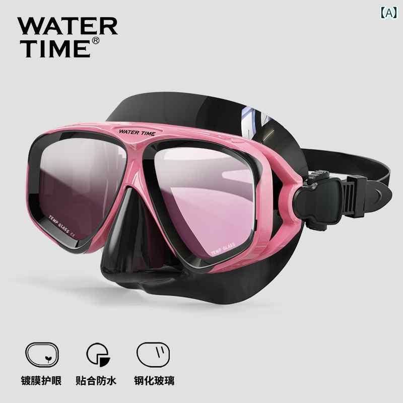 シュノーケリング ゴーグル スポーツ WaterTime 水泳用 シュノーケリング マスク ダイビング ゴーグル コーティング ノーズ 男女兼用 大人用 用具 トレーニング