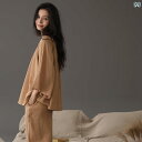 セットアップ レディース カラー Yanxi 2024 パジャマ レディース 春夏 織り 綿 ガーゼ スーツ 秋 シンプル アウトドアウェア ホームウェア