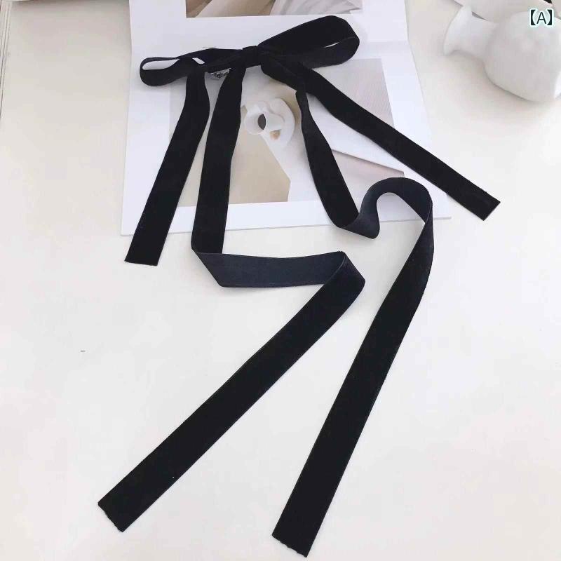 リボン　アクセサリー　ロープ 朱 旭 丹同 型 黒 リボン スプリング クリップ トップ プリンセス ヘッ..