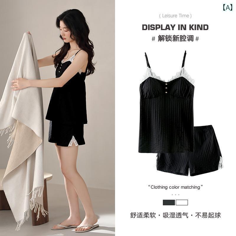 レース　キャミソール　トップス ミレニアム ホース パジャマ レディース 夏用 綿 サスペンダー ベスト..