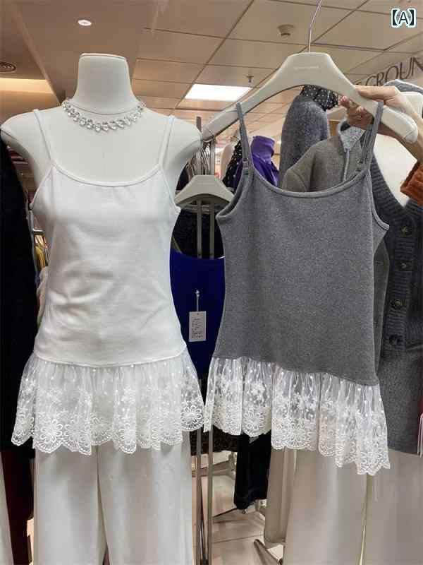 インナー　レース　キャミソール フランスの レースの スプライシング キャミソールドレス 女性用 春秋..