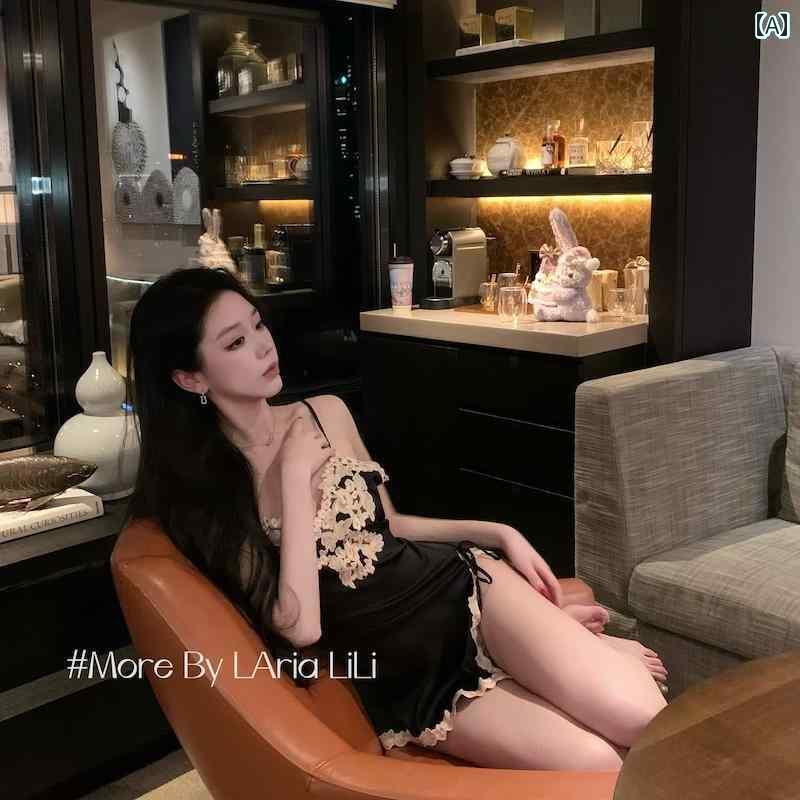 インナー　レース　キャミソール LA * トワイライト ムード 魅惑的 冷感 サスペンダー ナイトドレス レース ストラップ パジャマ 女性 夏 2025な スタイル