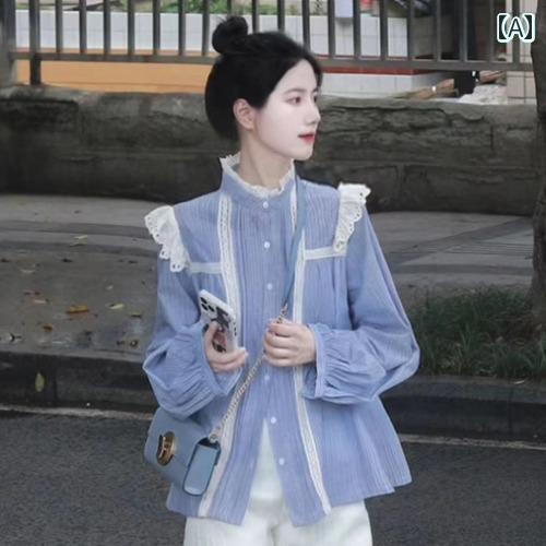 レディース カジュアル ウェア 春の レディーススーツ 優しくて 長袖 ブルー シャツ ショート パンツの ツーピース スーツ 小さい レディース カジュアル ウェア 春の レディーススーツ 優しくて 長袖 ブルー シャツ ショート パンツの ツーピース スーツ 小さい