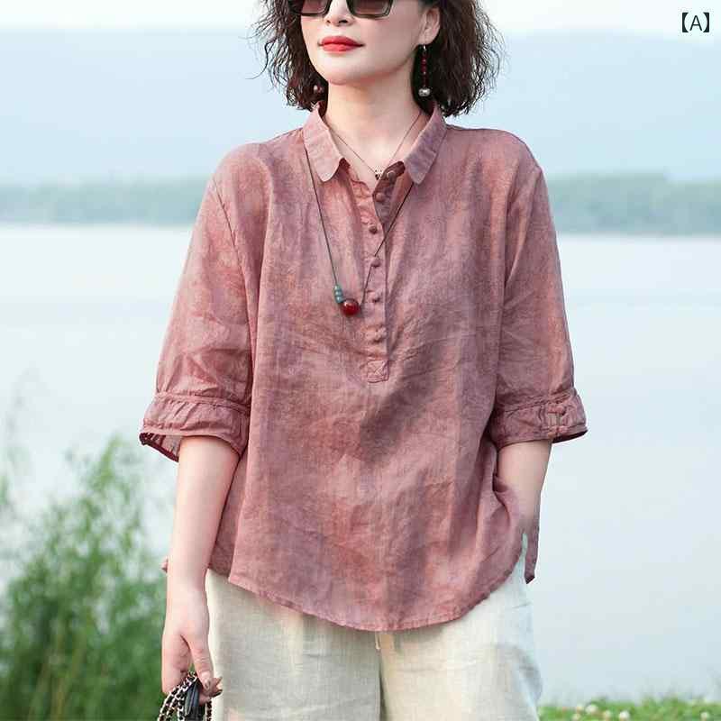 レディース　カジュアル　ウェア ラミー スーツ 中年 母親 無地 リネン 夏 ツーピース 広 州 十三 航 ..