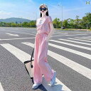 レディース カジュアル ウェア ストリート ブラストな スポーツ レジャー スーツ 夏の 女性用 で スタイリッシュ 年齢を 減らす ピンクの ワイド レッグ パンツ ツーピース