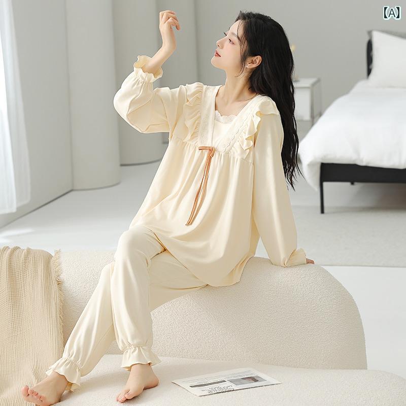 パジャマ　上下　薄手 女性用 パジャマ 春秋 スタイル 2025年 綿 長袖 ズボン レディース スーツ 静かな 家庭 服