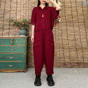 レディース ツーピース シルク ママ 冷感 シャツ スーツ 女性 夏 ファッション スタイル 大きいサイズ ゆったり スリム パンツ ツーピース