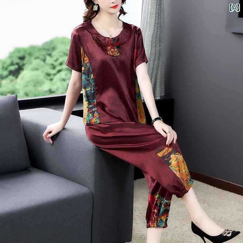 レディース　ツーピース　シルク 淑女 杭 州 ビッグ シルク スーツ 婦人服 大きいサイズ ファッション ..