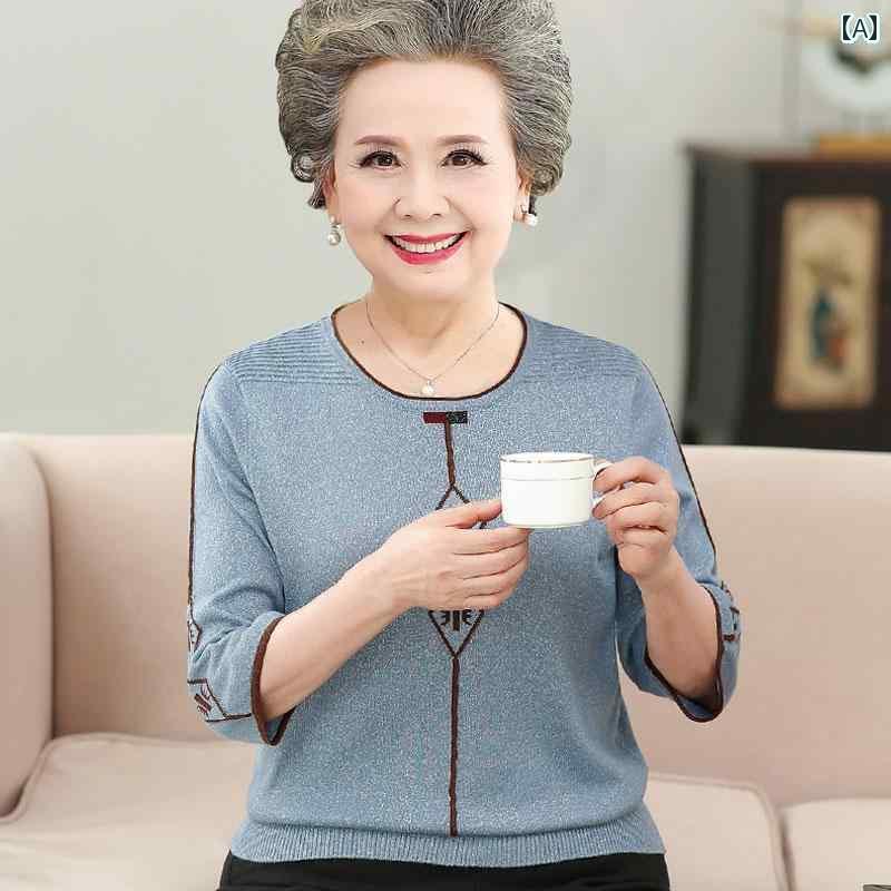 レディース　ツーピース　シルク レディース 秋服 60歳 70歳 母 妻中 袖 Tシャツ レイヤリング シャツ 8おばあちゃん 春秋 スーツ