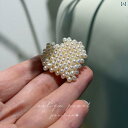 アクセサリー パール ジュエリー ハート デュー 手編み 立体 オーロラ 淡水 パールブローチ ピン コート アクセサリー