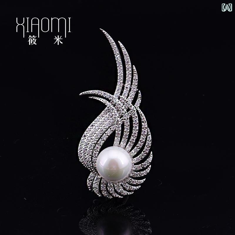 アクセサリー　パール　ジュエリー XIAO MI 天使の羽 パール 高級 ブローチ シンプルで エレガントな レトロ 母の 日 ギフト(4)