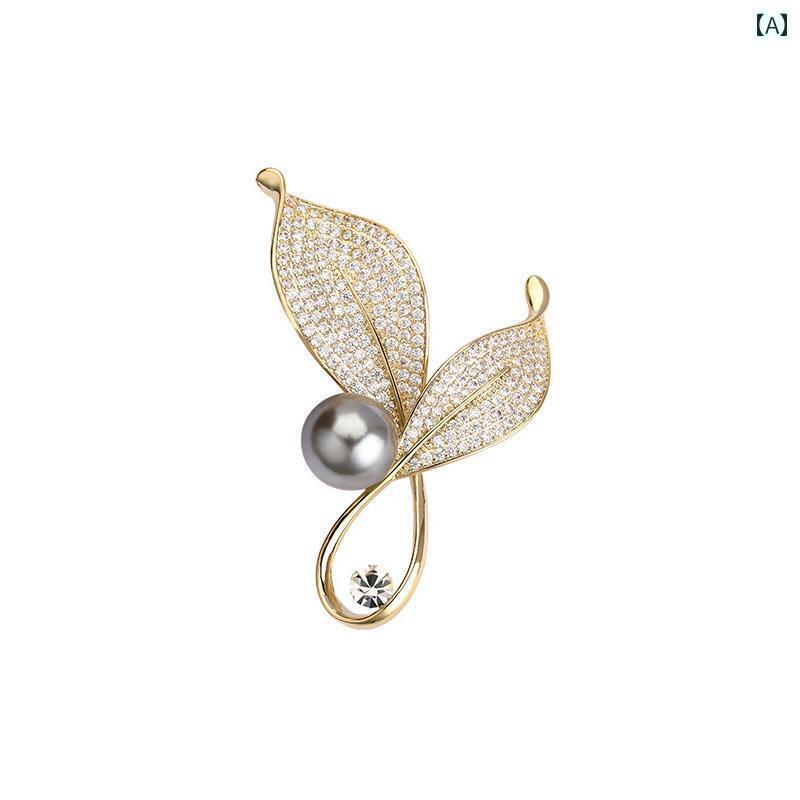 バイオレット ローズマリー ブローチ レディース パール ハイエンド 精巧 コサージュ 露出 防止 スーツ..