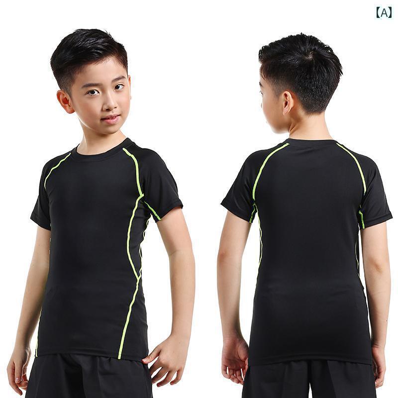 フィットネス　タイト　ウェア 夏用 子供用 スポーツ タイツスーツ メンズ 半袖 トレーニング フィット..