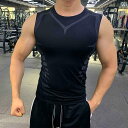 メンズ フィットネス タイト フィットネスウェア メンズ タイト ウエスト コート 通気性 伸縮性 速乾 ノースリーブ スポーツ ランニング スウェットベスト...