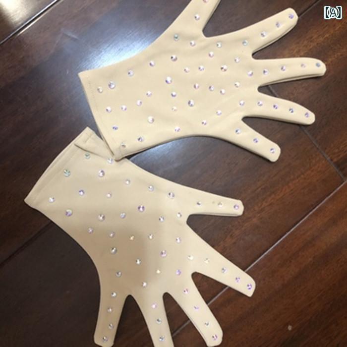 フィギュア　スケート　トレーニング フィギュア スケート用 スーツ 体操用 アイス 新 手袋 ラインストーン