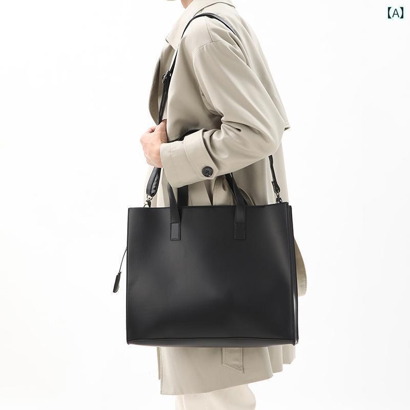 レディース　バッグ　トート 韓国 メンズ 通勤 トートバッグ シンプルで PU レザーショルダーバッグ メンズバッグ カジュアル ハンドバッグ ブリーフケース