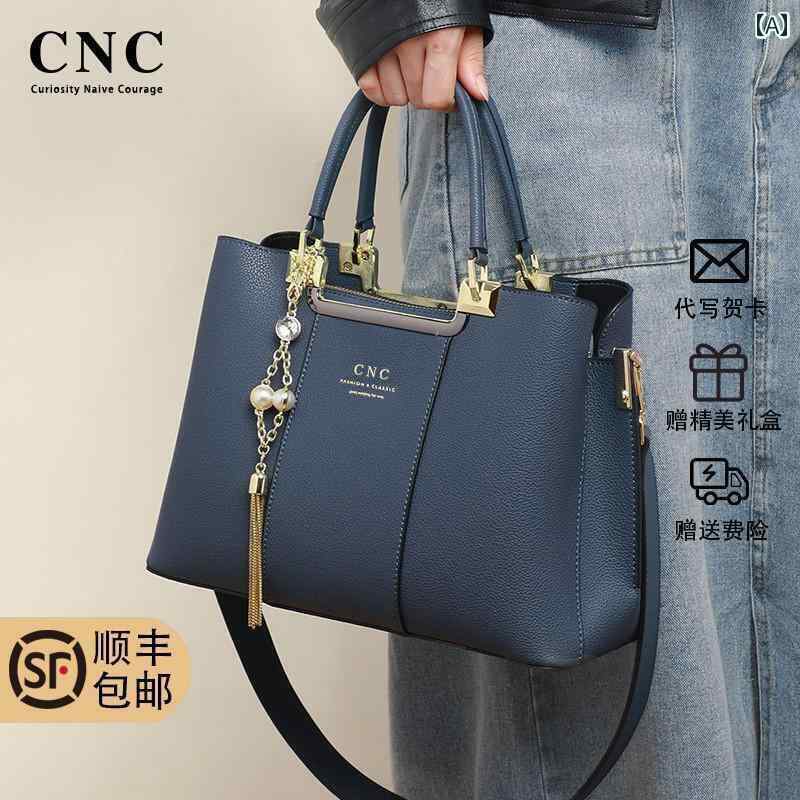 レディース　バッグ　ハンド CNC バッグ レディース 2024 革 ハンドバッグ メッセンジャーバッグ大容量 ショルダートートバッグ 妻への ギフト