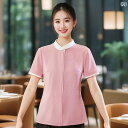 作業服 スタッフ ホール シンプル カフェ 作業着 半袖 女性 ミルクティー ケーキ ショップ ケータリング 鍋 洋食 レストランウェイター 服 夏
