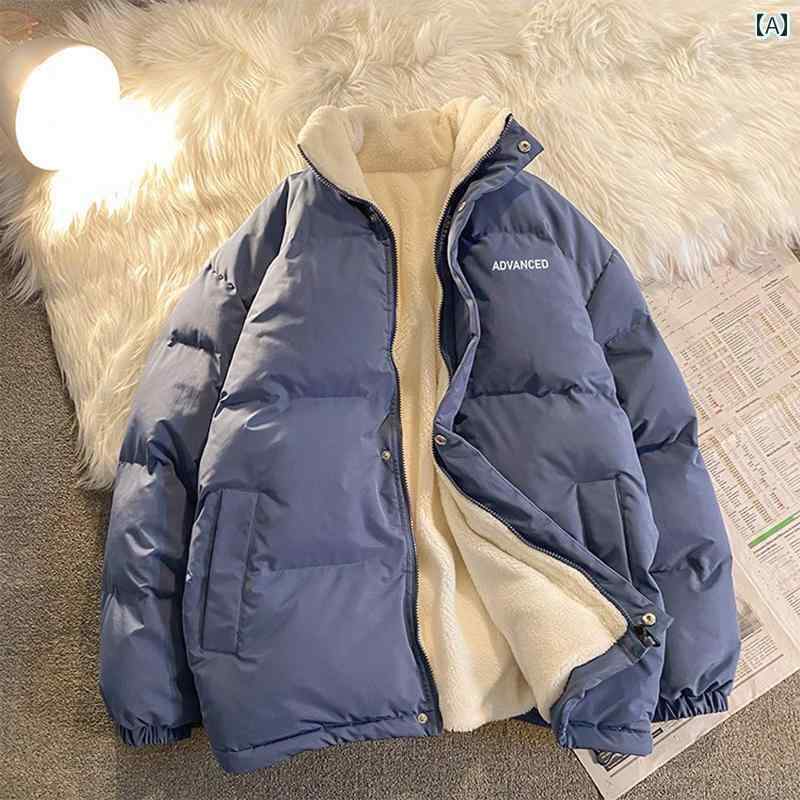 パーカー メンズ ジャケット メンズ ラムスキン コットンコート スタンドカラー 裏起毛 厚手 コットンジャケット 冬 学生 カジュアル カップル