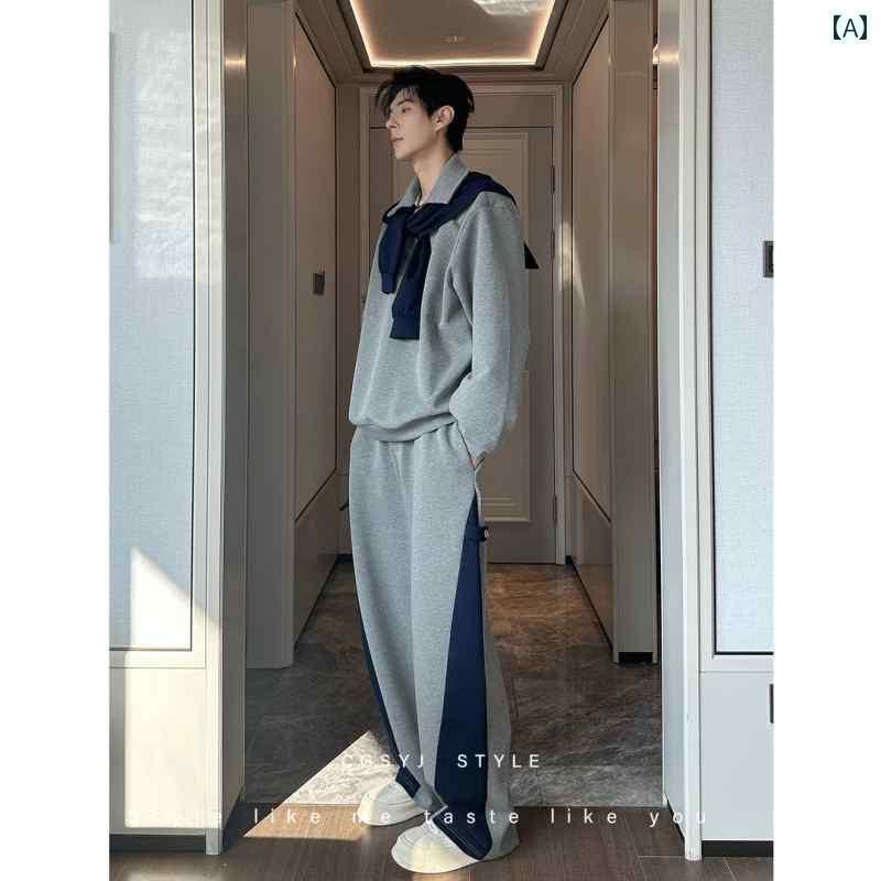 レディース トップス カジュアル メンズ 高級 カジュアル スポーツ スーツ 春の 韓国 スタイル スプライシング 対照的な 色 取り外し 可能 ショール スウェットシャツ スウェットパンツ