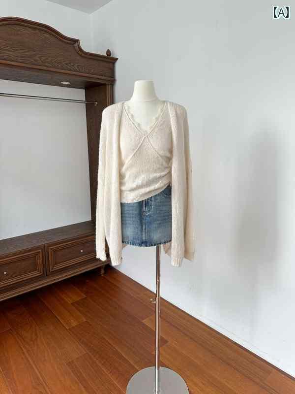 トップス　ジャケット　カジュアル 九月 雨 な スフレ 優しい エレガント スタイル ニットカーディガン..