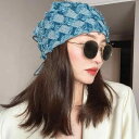ターバン 帽子 スカーフ な 男女兼用の 包 頭 帽子 古風 レトロ デニム ターバン スタイリング スカーフ ヘッド バンド