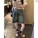 デニム ジーンズ おしゃれ 大きいサイズ 300 斤 韓国 レトロ スリム デニム ショート パンツ 男女兼用 夏 ゆったり ワイド レッグ 2