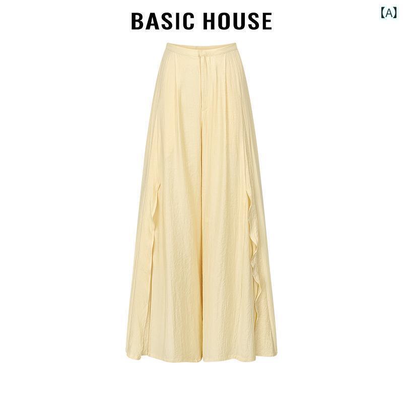 レディース　スカート　かわいい ベーシック ハウス カジュアル 伸縮性 ウエスト aライン スリム ワイド レッグ スカート パンツ レディースパンツ