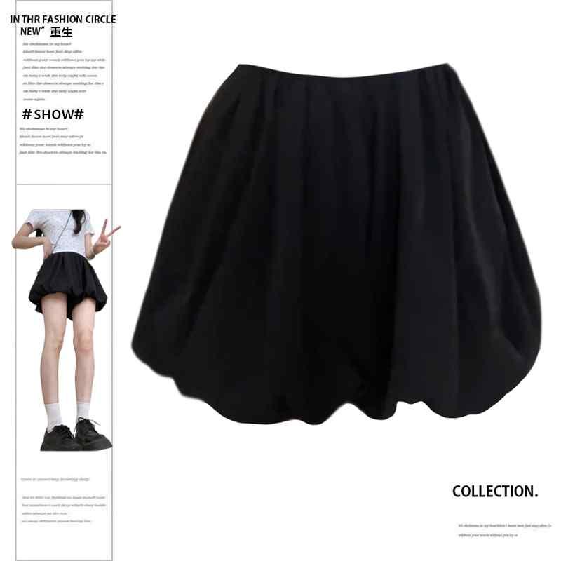 レディース　スカート　かわいい 大きいサイズ 太め mm 黒 花 蕾 パンツ スカート 女性 夏 ハイウエス..