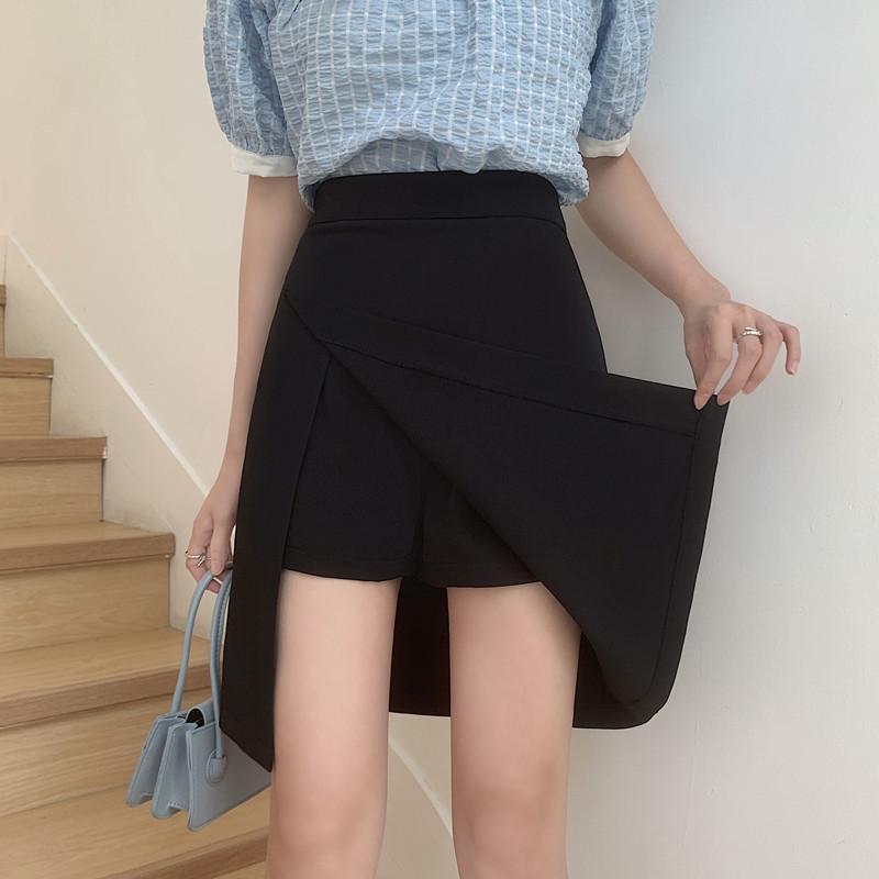 レディース　スカート　かわいい ブラック 大きいサイズ 不規則 スリットスカート レディース 夏 ハイウエスト aライン ヒップ スカート スリム スーツ パンツ
