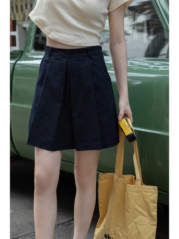 レディース　スカート　かわいい 和風 ネイビーブルー スーツ 作業着 スカート レディース 夏 aライン ショート 小さい プリーツスカート ハイウエスト スリム パンツ