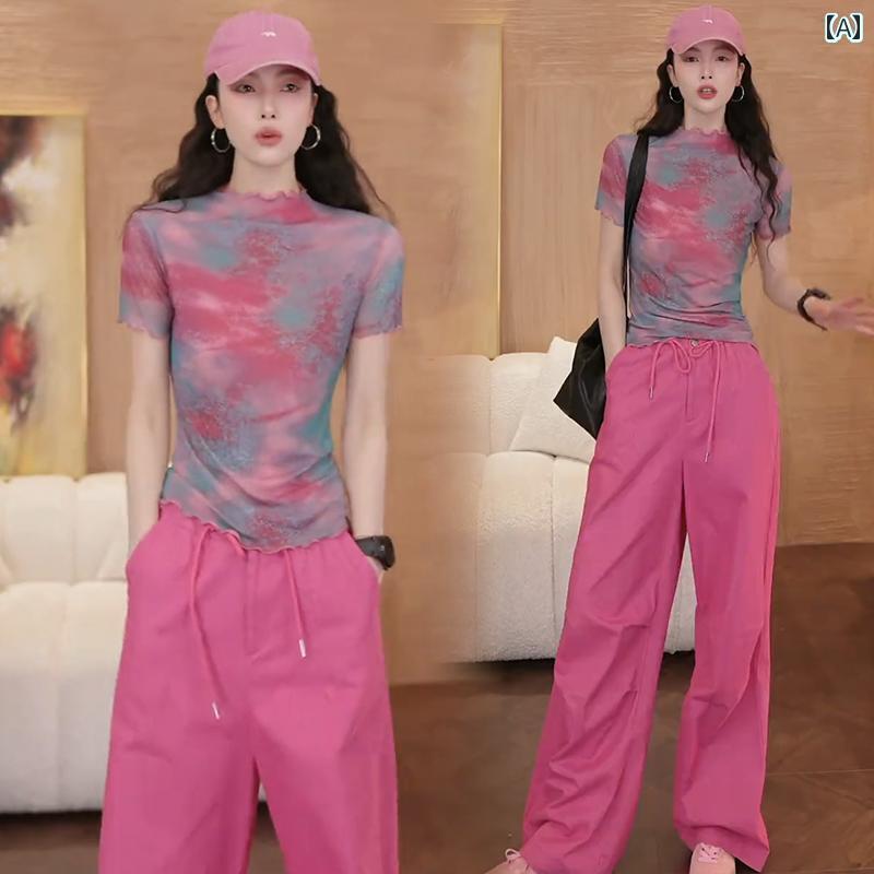 レディース　カジュアル　ファッション ファッション ドーパミン タイ ダイ スーツ 女性 2025 春秋 韓国 年齢を 減らして スリムにする カジュアル ツーピース