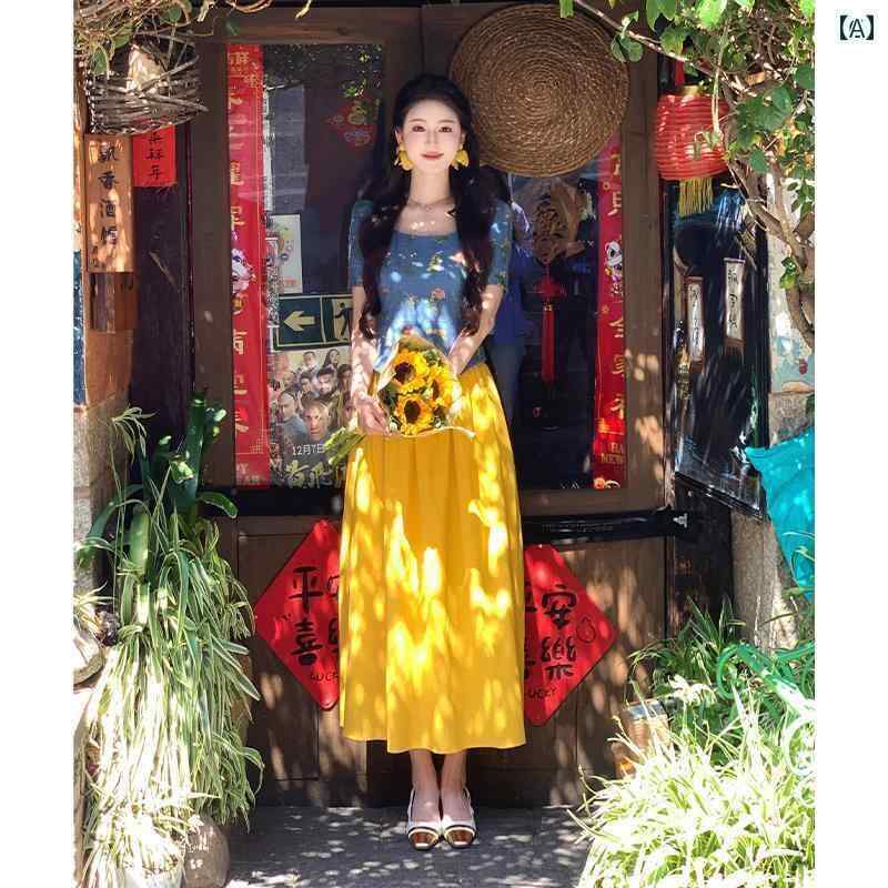 レディース　カジュアル　ファッション LILI 李 麗 佳 油絵 少女 フレンチ スーツ 2025 夏 花 刺繍 ト..