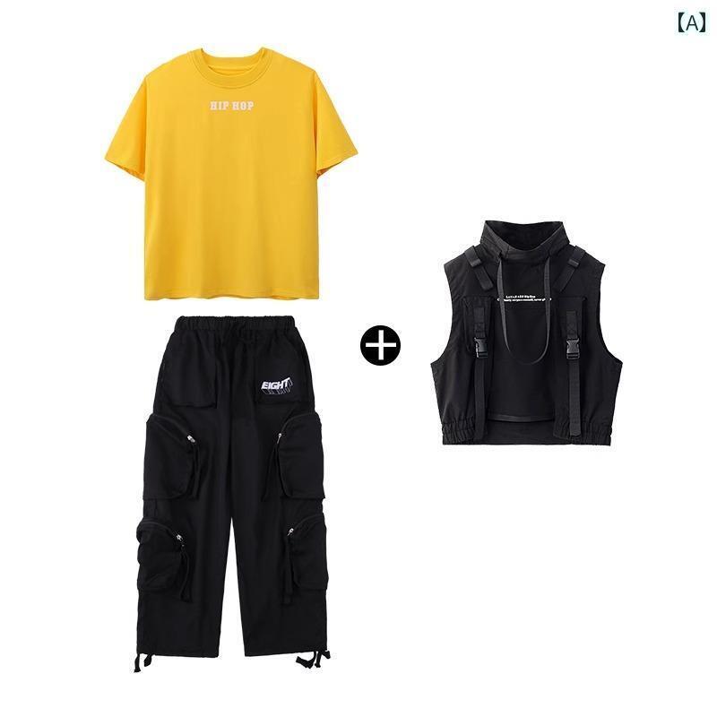 子供服　ダンス　ヒップホップ ストリート ダンス 子供用 服 ヒップ ホップ 半袖 ベスト スーツ 男の子..