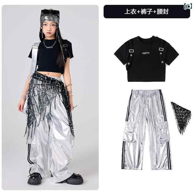 ストリート　子供　ダンス 子供の 日の 女の子 ジャズ ダンス 衣装 子供用の ヒップ ホップ ストリート ファッション 服 セット パフォーマンス キャットウォーク