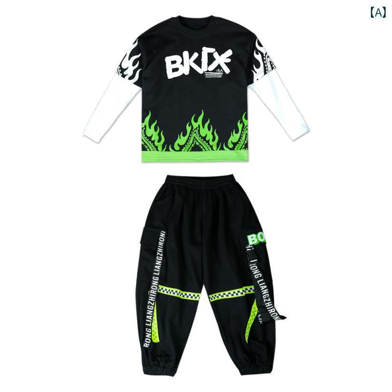 ストリート　子供　ダンス 子供用 ストリート ダンス パフォーマンス 服 な ヒップ ホップ スーツ グル..