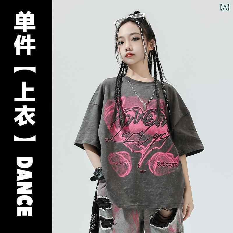 ストリート　子供　ダンス 子供用 ストリート ダンス ファッション ヒップ ホップ 服の ゆったり パフ..