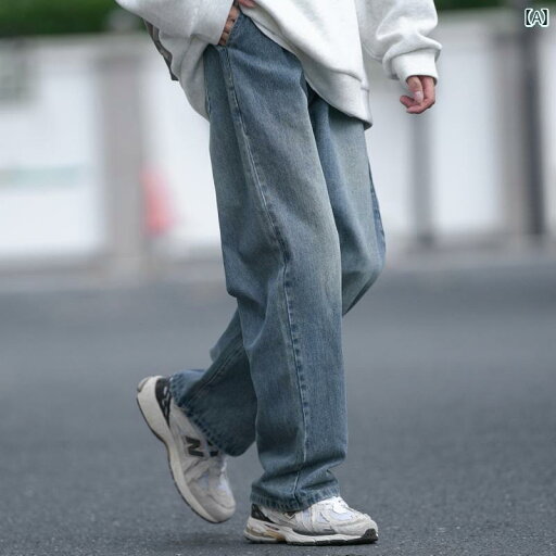 ストレート ジーンズ パンツ GOGOSOON メンズ ドローストリング ストレート ジーンズ 380 g 春秋 レトロ ゆったり ワイド レッグ ウェア スタイル ウォッシュ ストレート ジーンズ パンツ GOGOSOON メンズ ドローストリング ストレート ジーンズ 380 g 春秋 レトロ ゆったり ワイド レッグ ウェア スタイル ウォッシュ